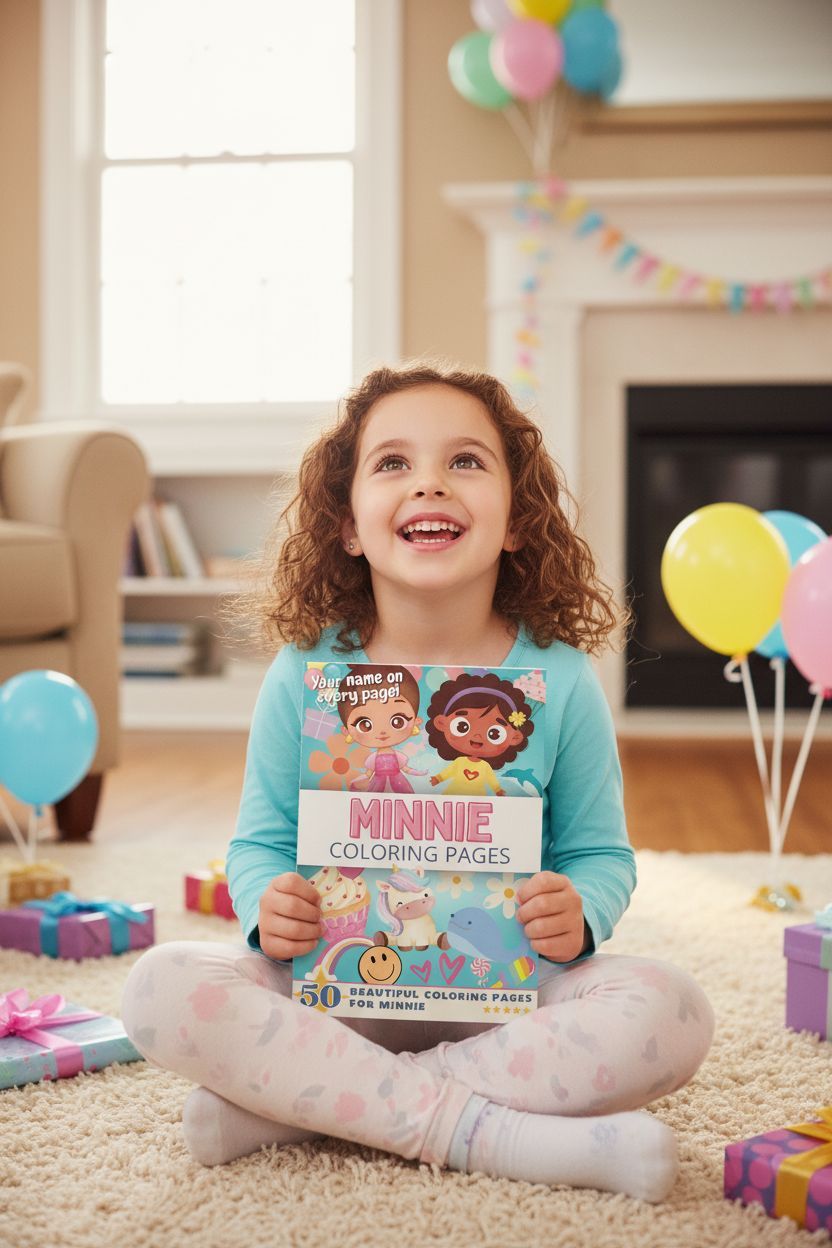 Minnie coloring book in use