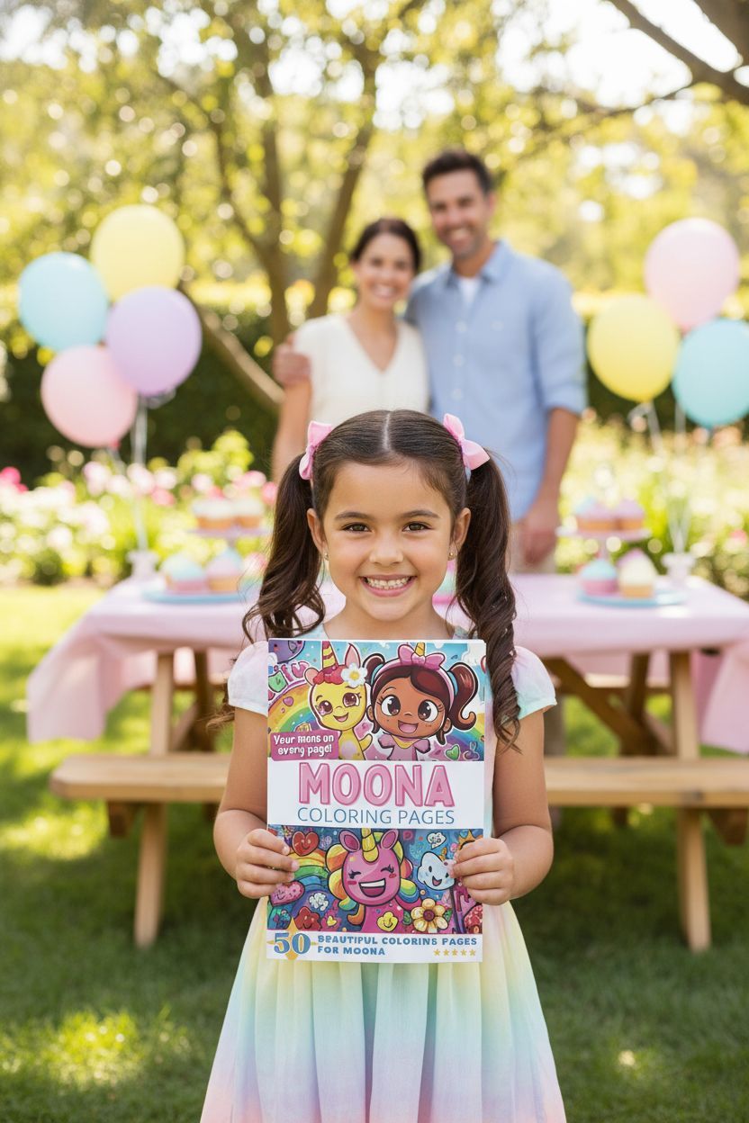 Moona coloring book in use