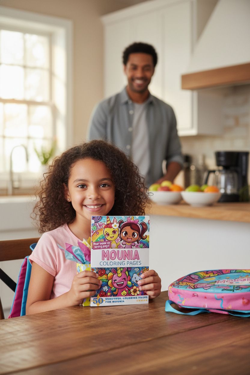 Mounia coloring book in use