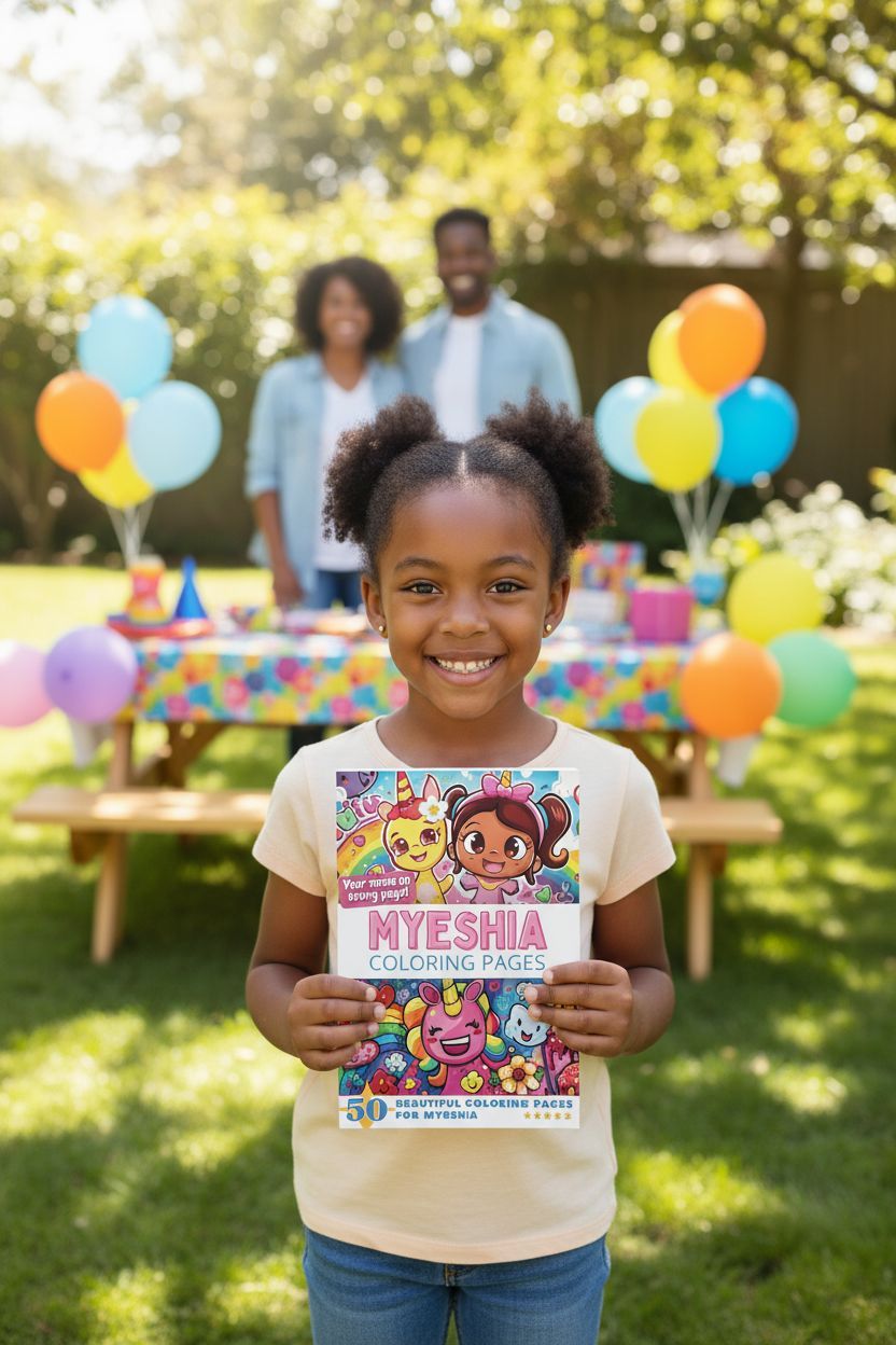 Myeshia coloring book in use