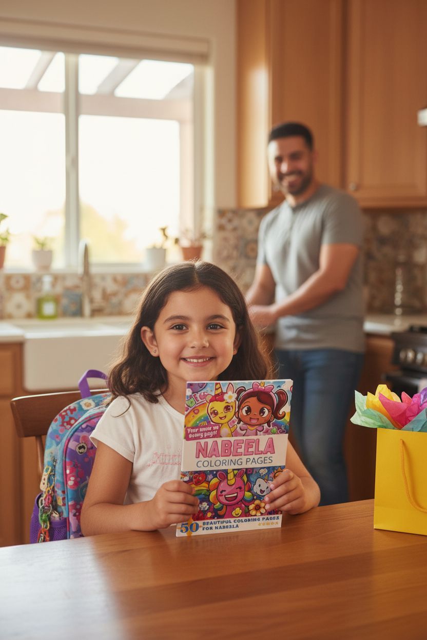 Nabeela coloring book in use