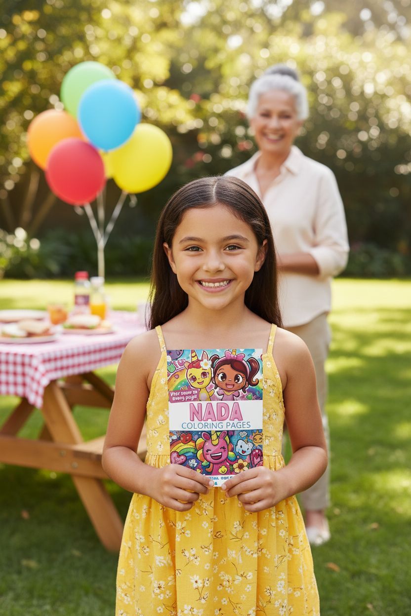 Nada coloring book in use