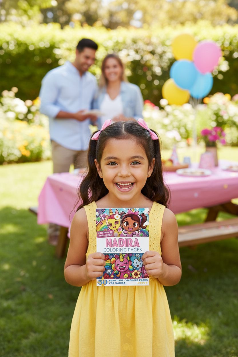 Nadira coloring book in use