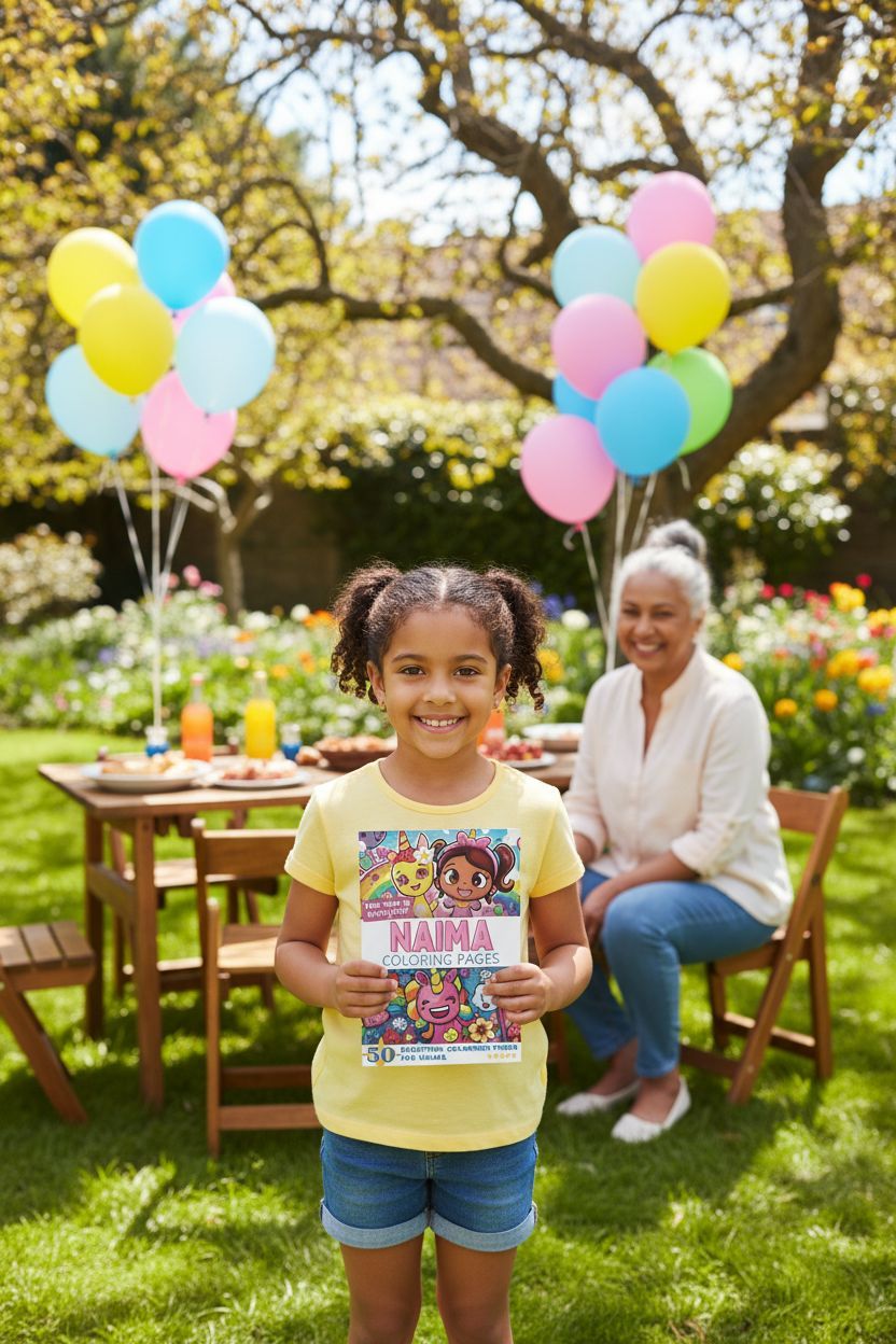Naima coloring book in use