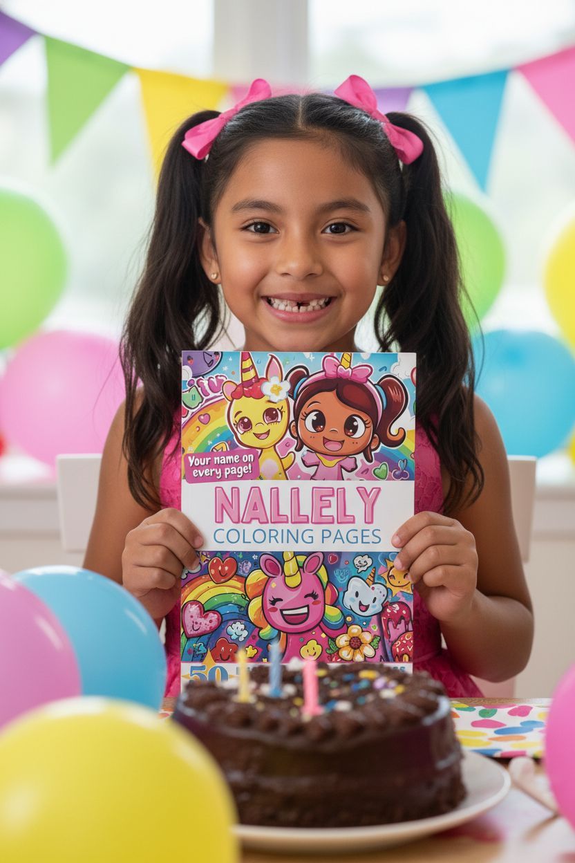 Nallely coloring book in use