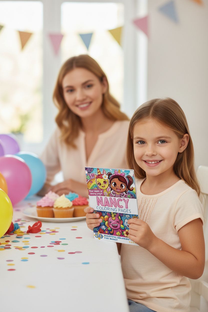 Nancy coloring book in use