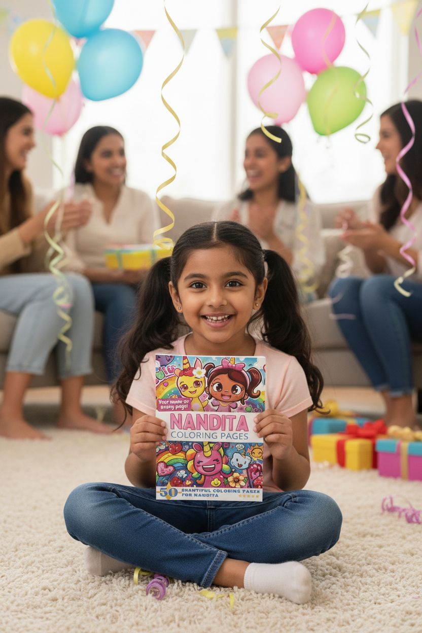 Nandita coloring book in use