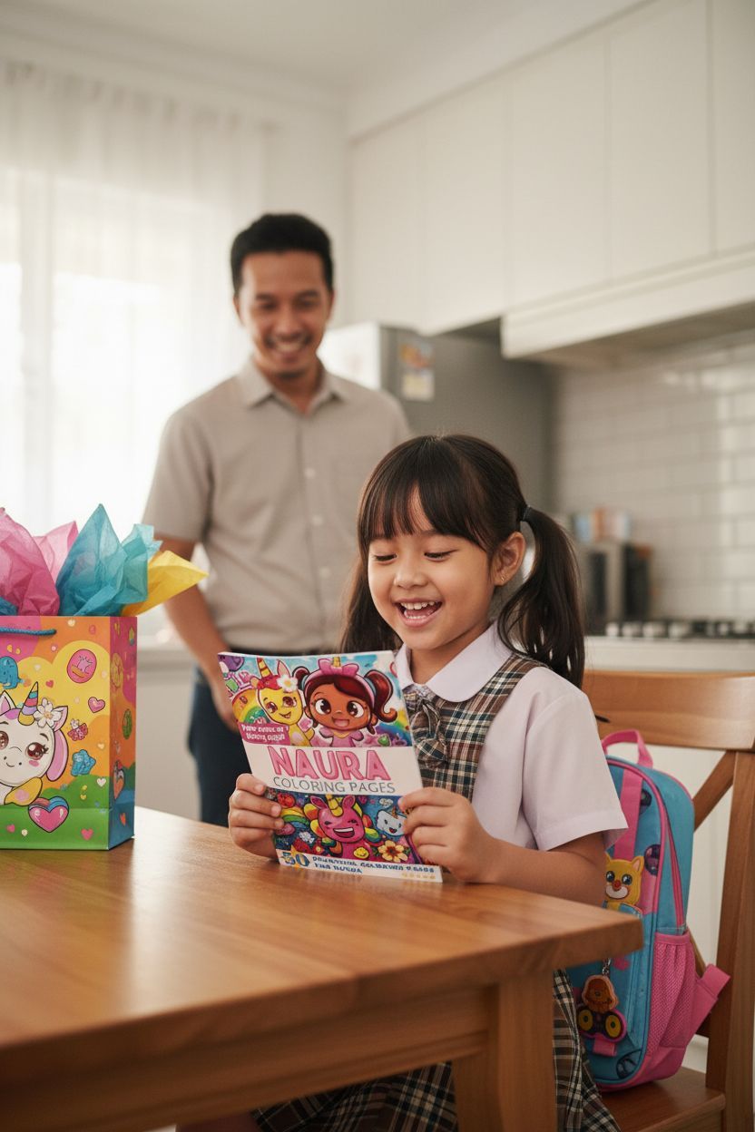 Naura coloring book in use