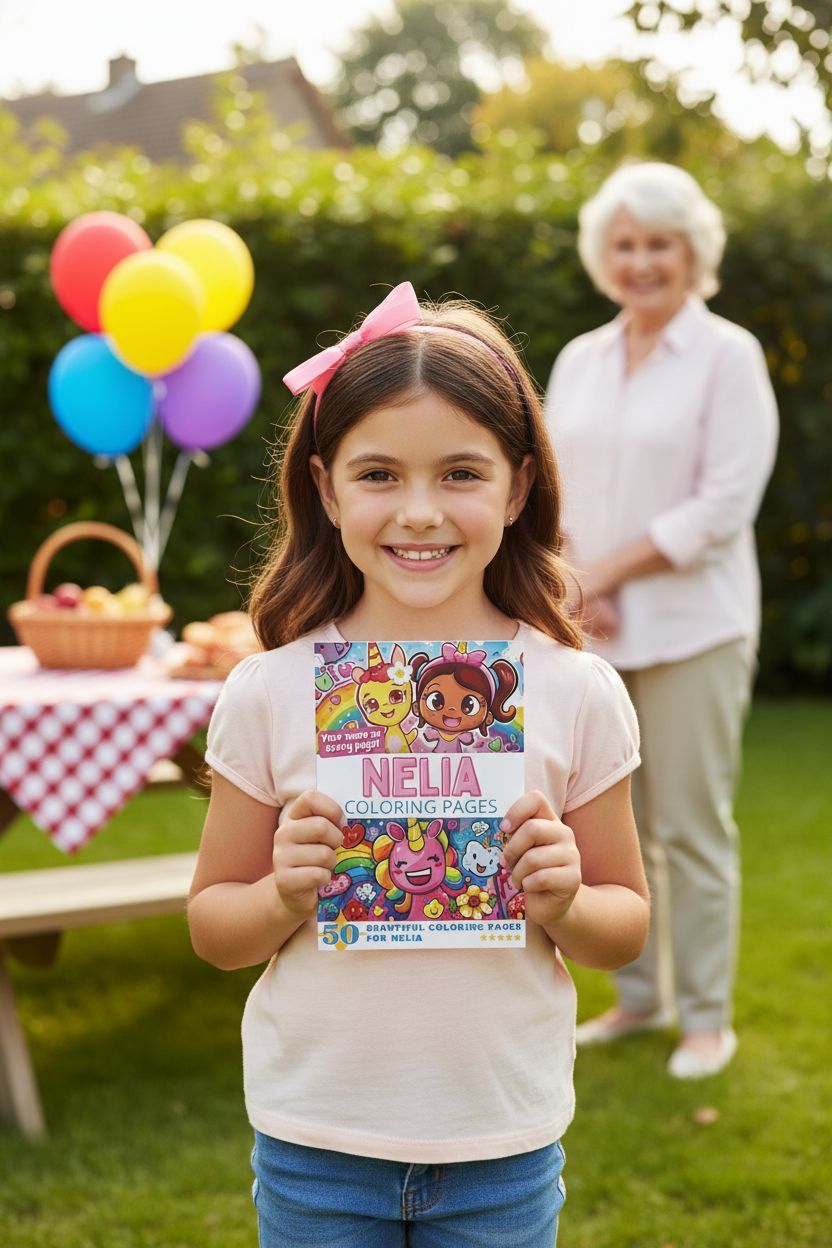 Nelia coloring book in use