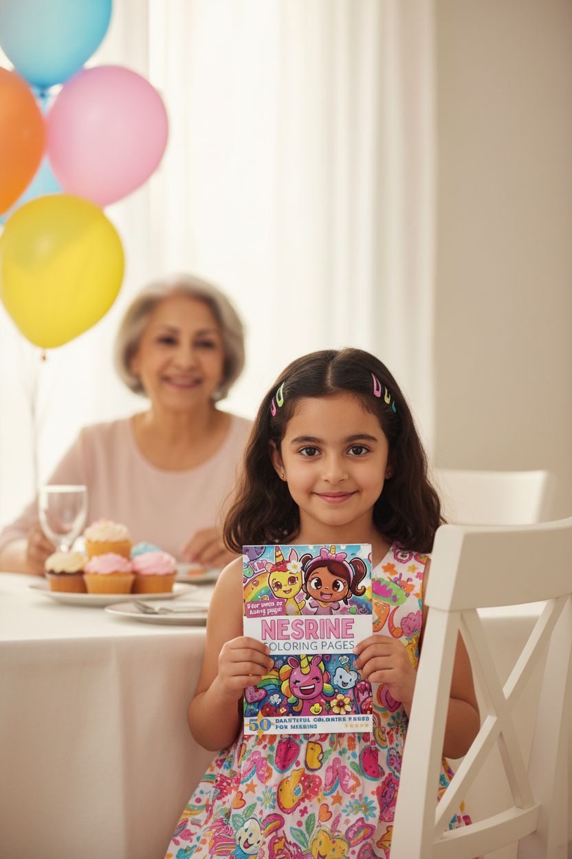 Nesrine coloring book in use