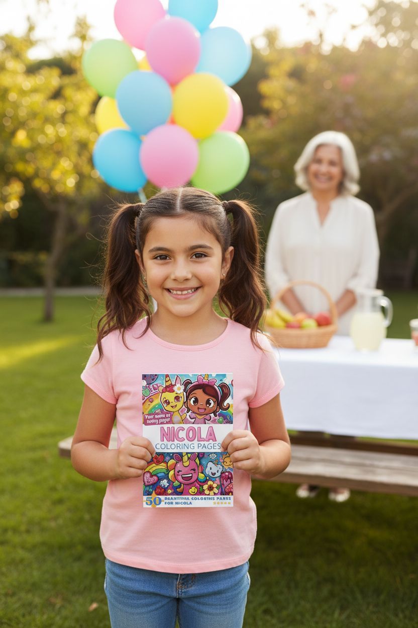 Nicola coloring book in use
