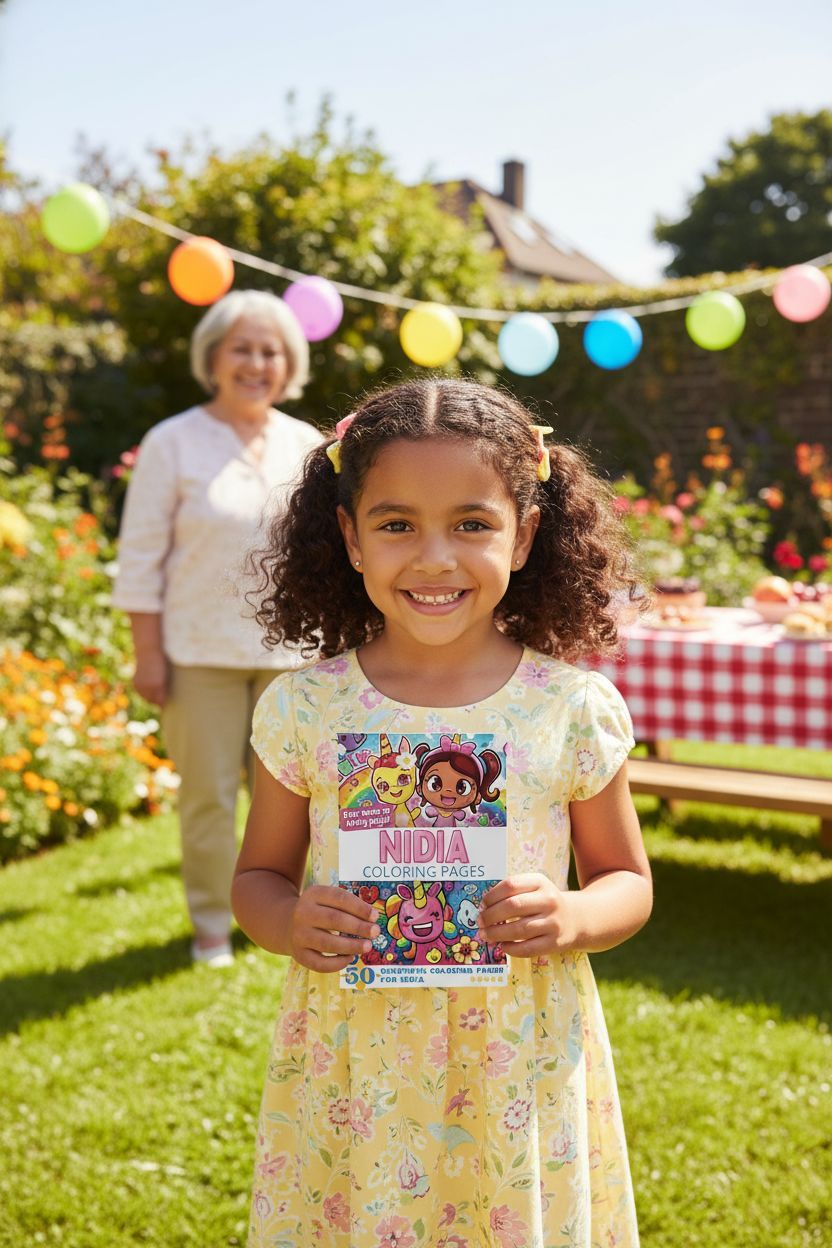 Nidia coloring book in use