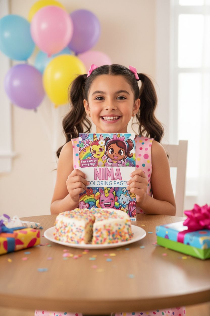 Nima coloring book in use