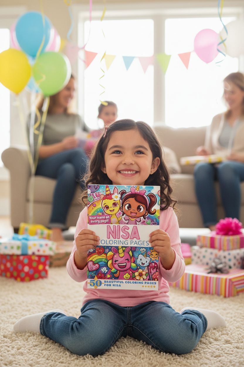 Nisa coloring book in use