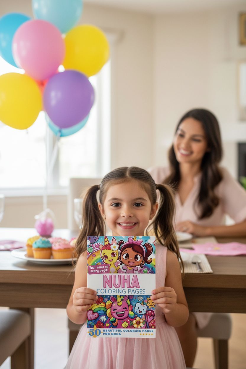 Nuha coloring book in use