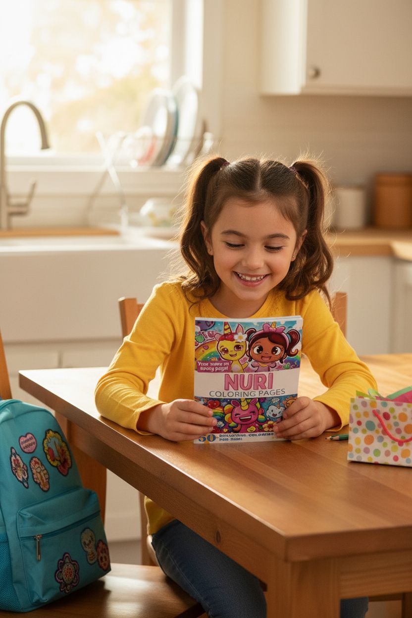 Nuri coloring book in use