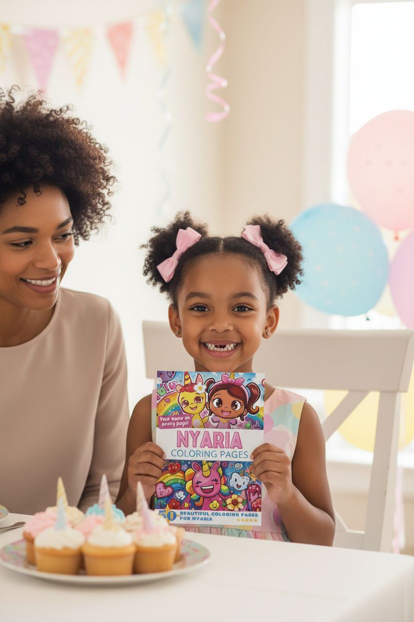 Nyaria coloring book in use