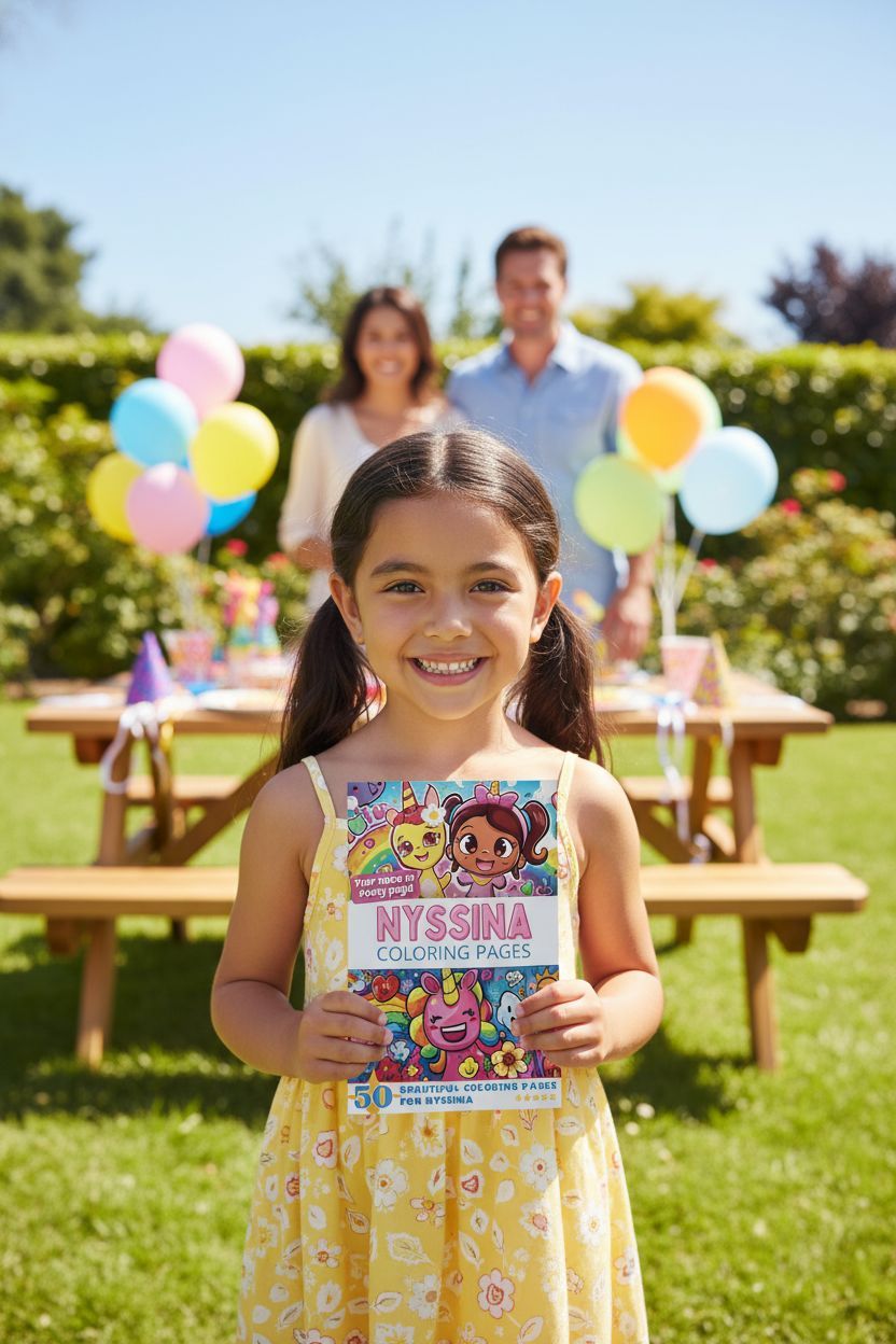 Nyssina coloring book in use