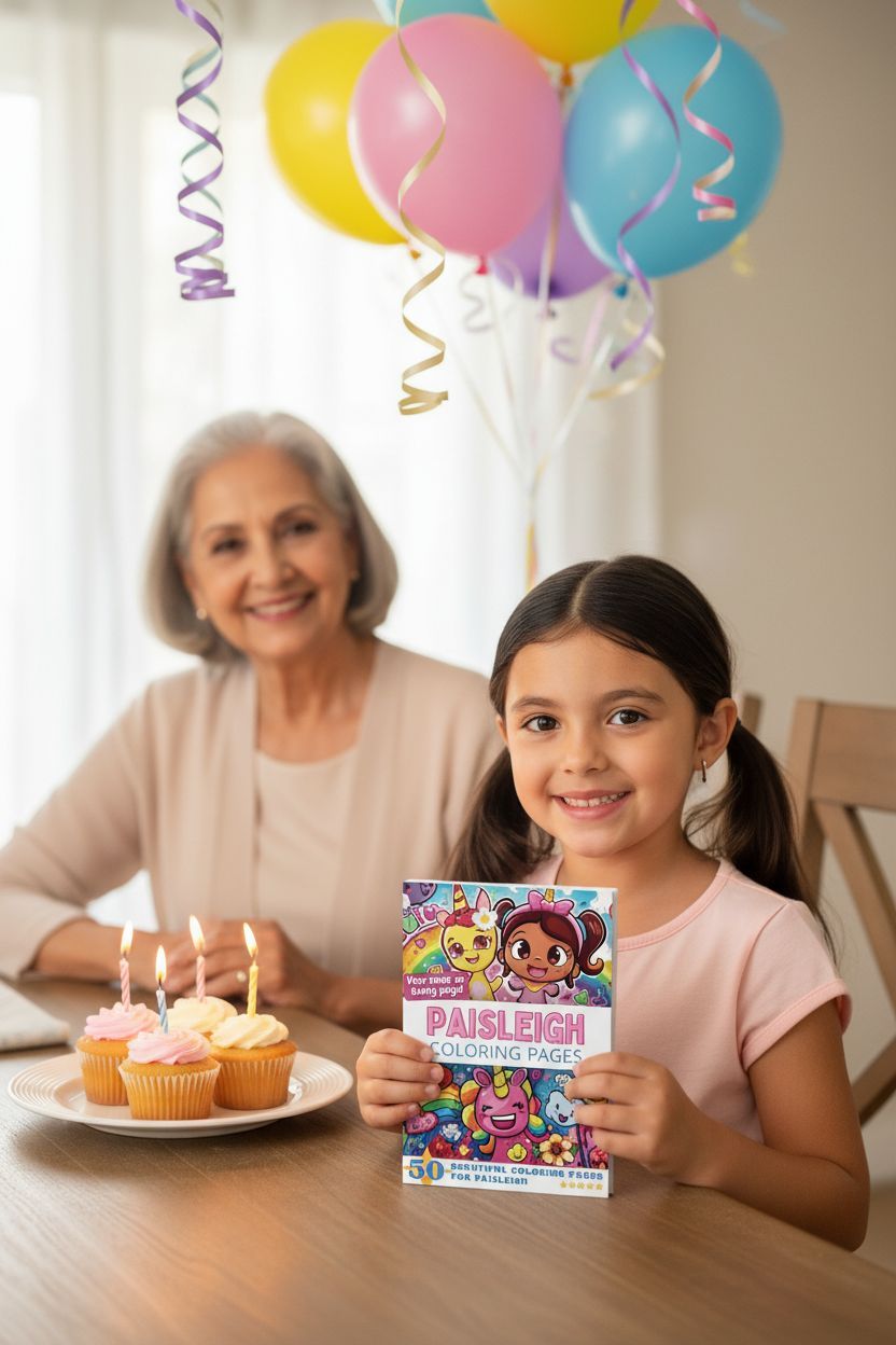 Paisleigh coloring book in use