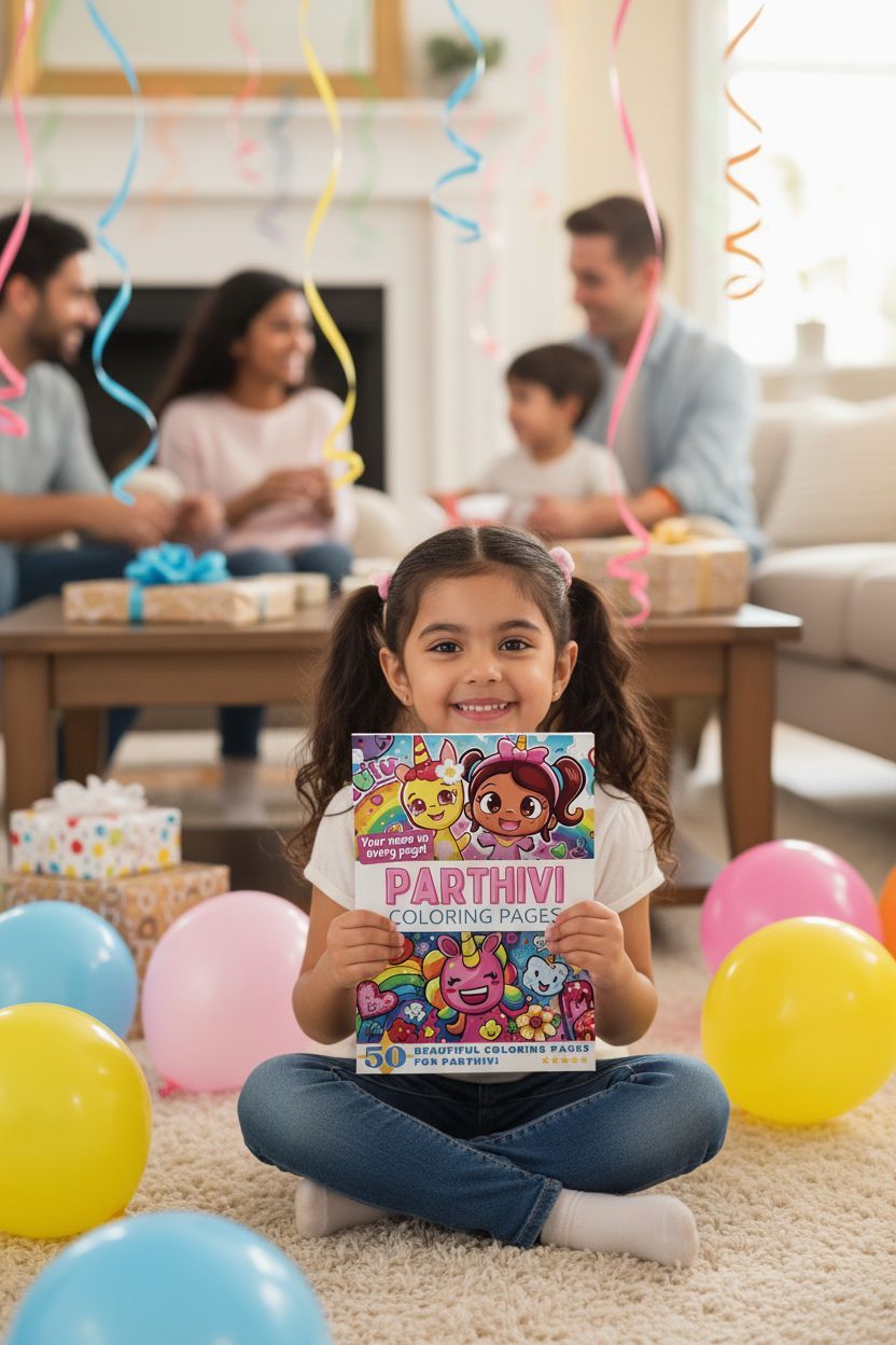 Parthivi coloring book in use