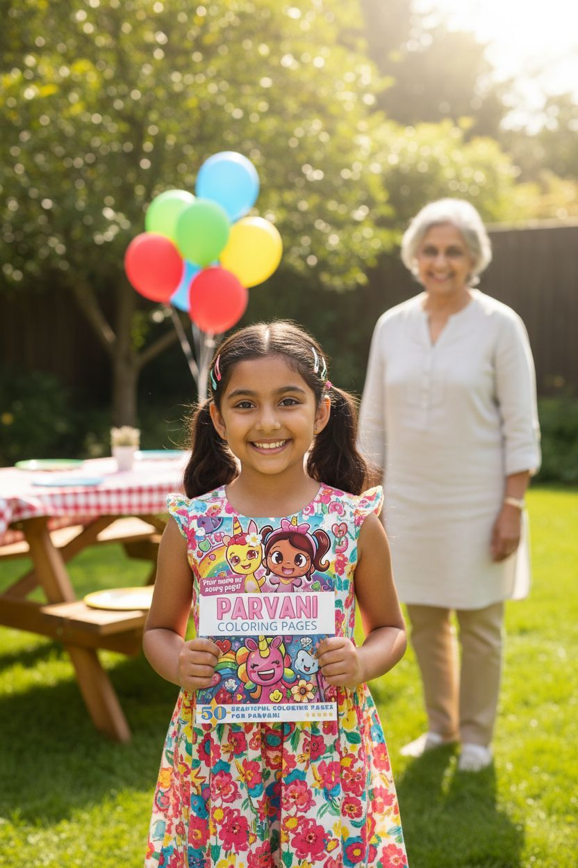 Parvani coloring book in use