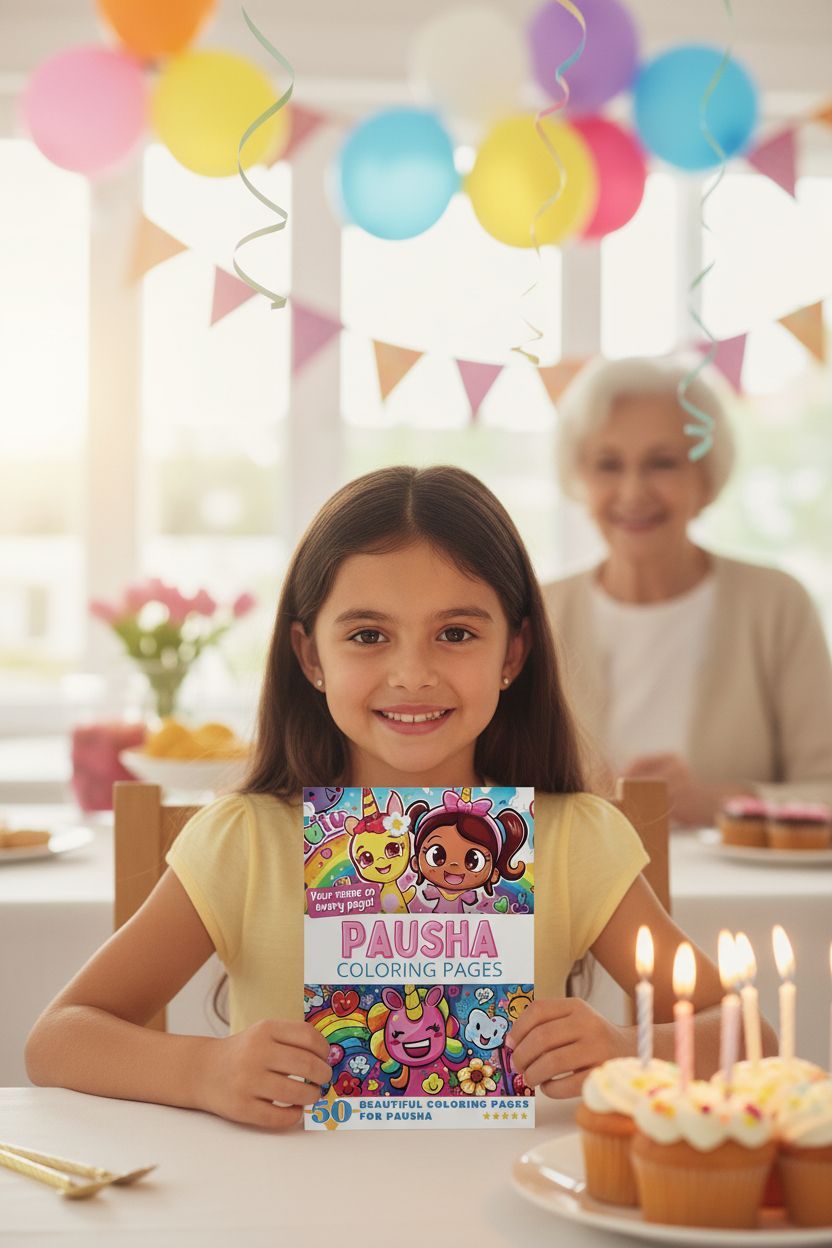 Pausha coloring book in use