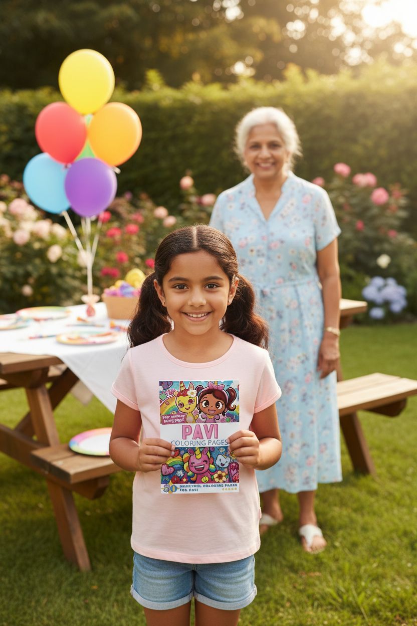 Pavi coloring book in use