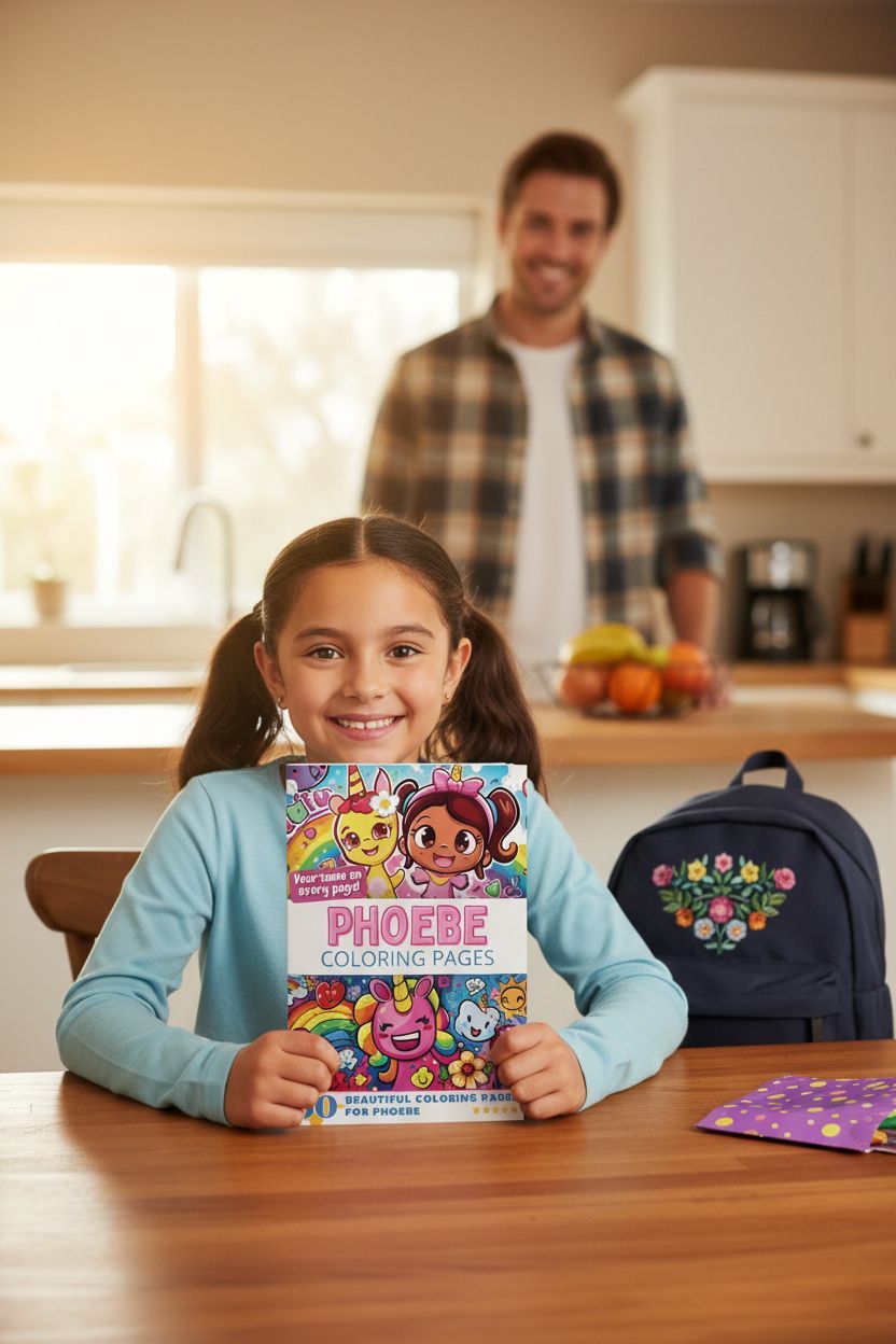 Phoebe coloring book in use