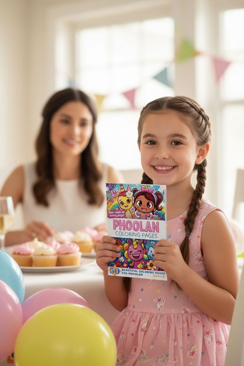 Phoolan coloring book in use