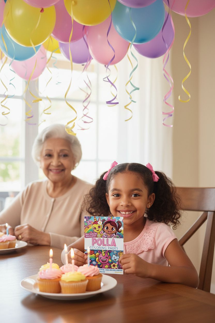 Polla coloring book in use