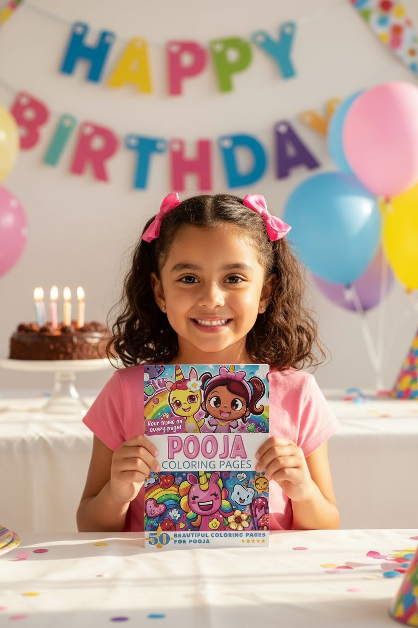 Pooja coloring book in use