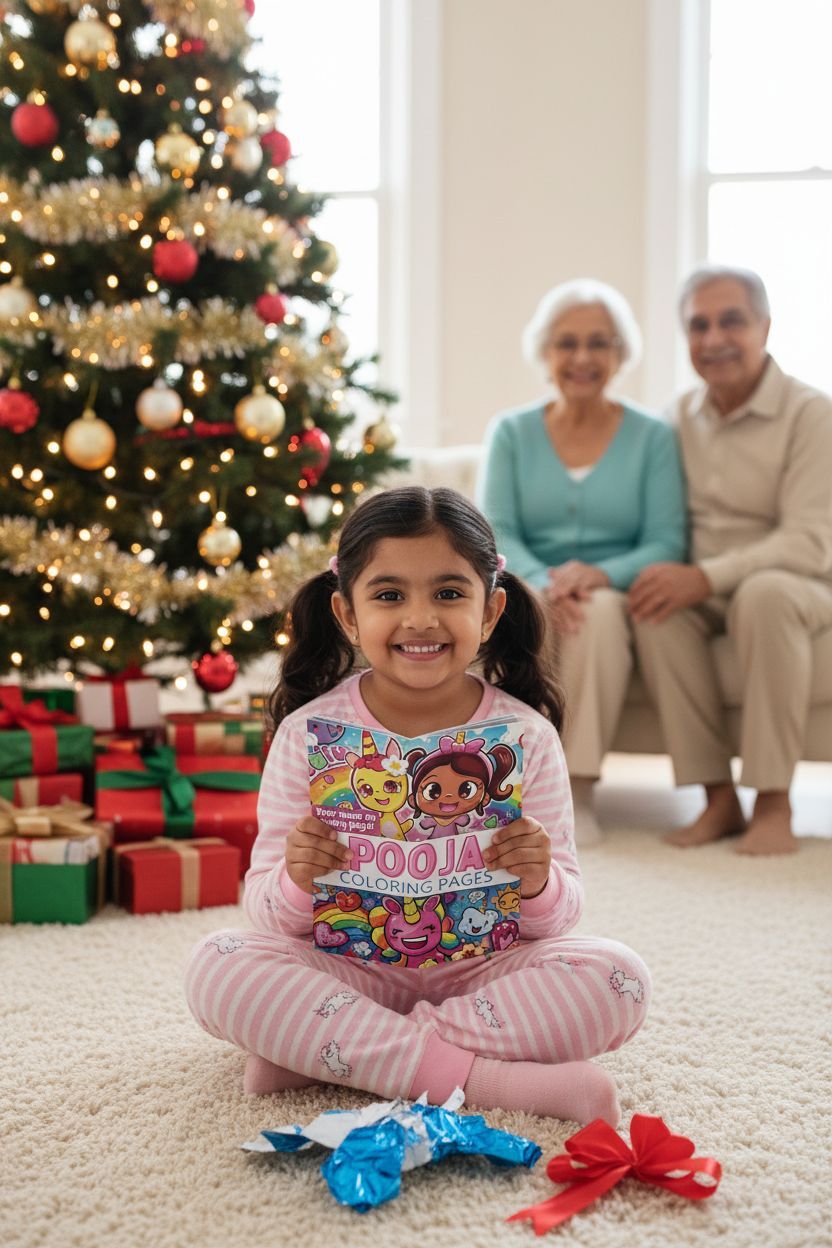 Pooja Christmas coloring pages gift
