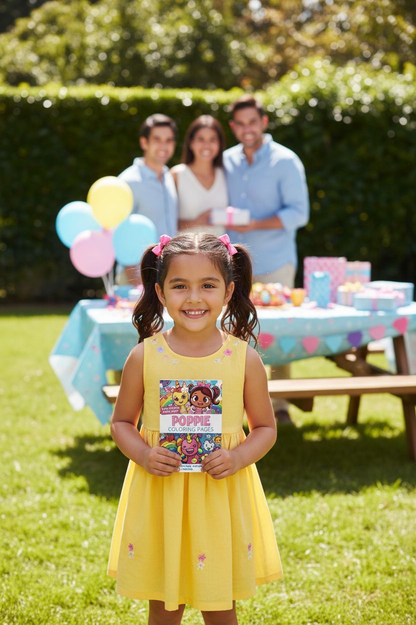 Poppie coloring book in use