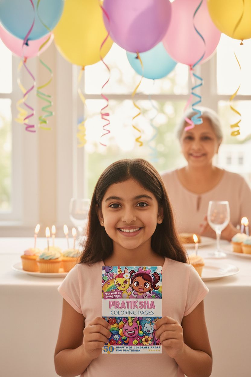 Pratiksha coloring book in use