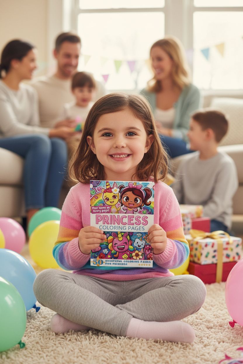 Princess coloring book in use
