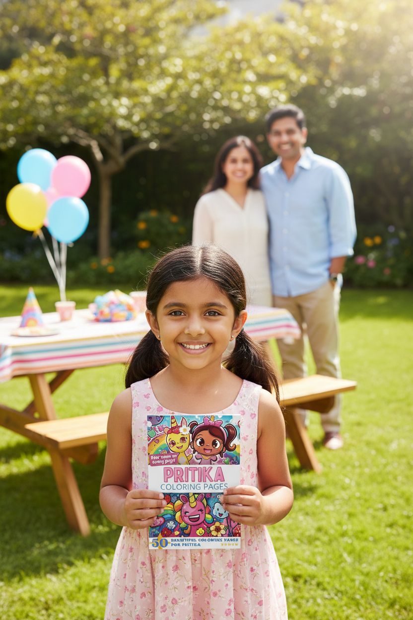 Pritika coloring book in use