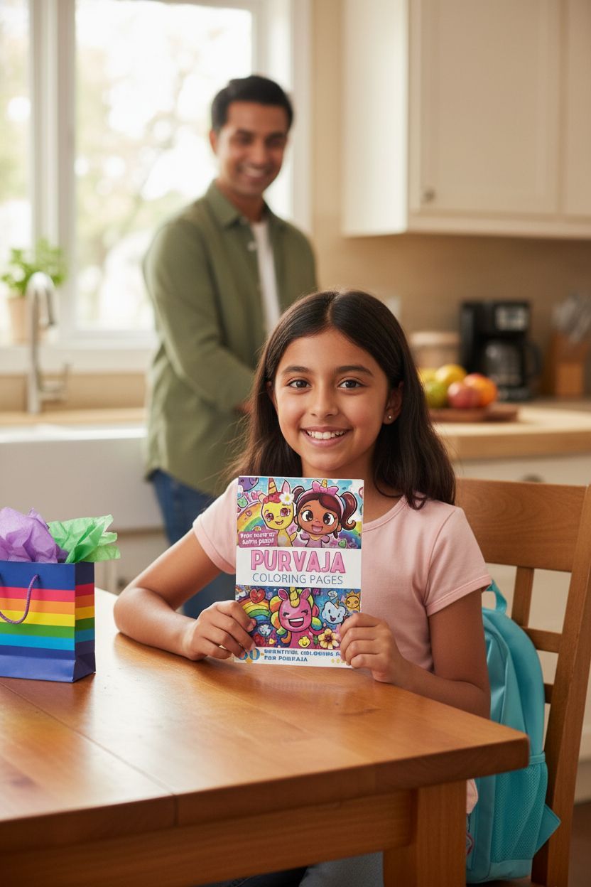 Purvaja coloring book in use