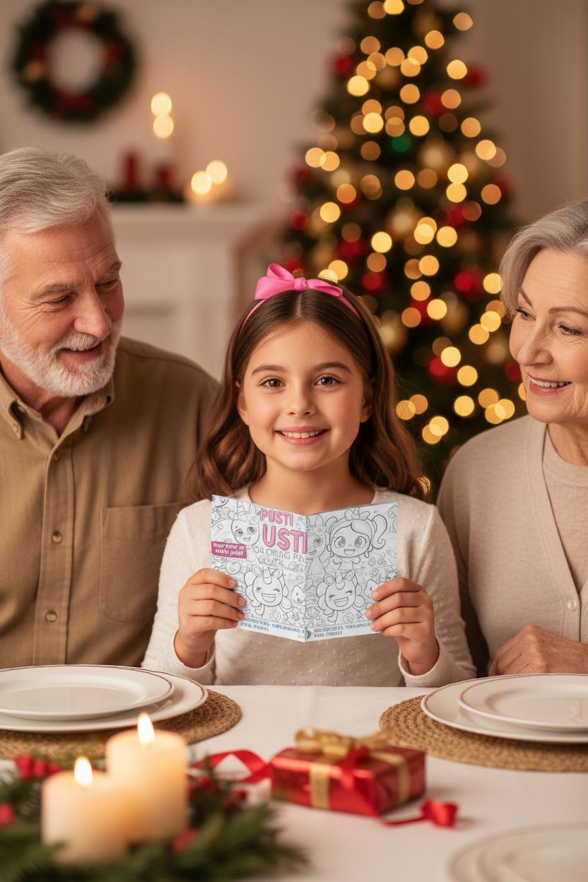 Pusti Christmas coloring pages gift