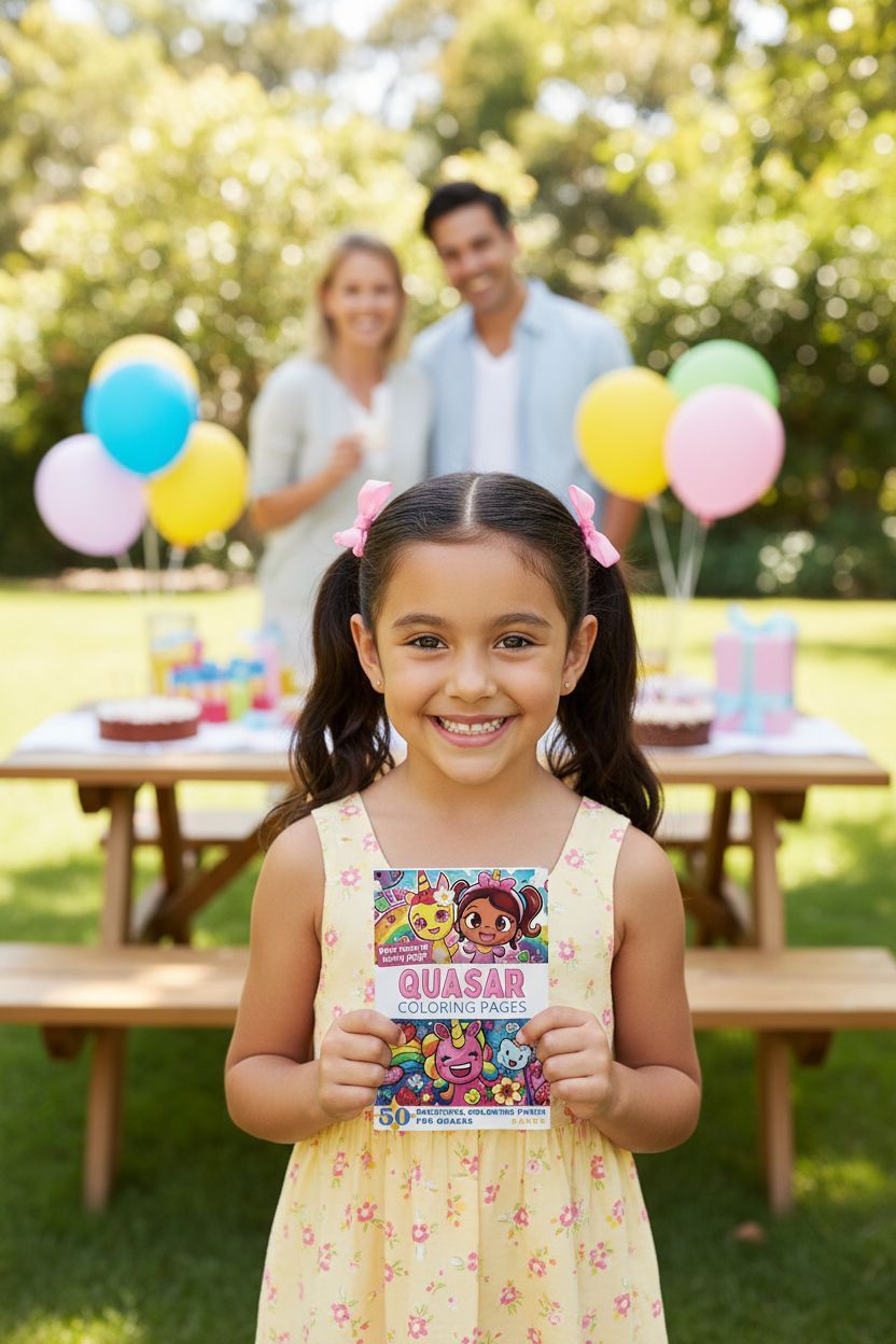 Quasar coloring book in use