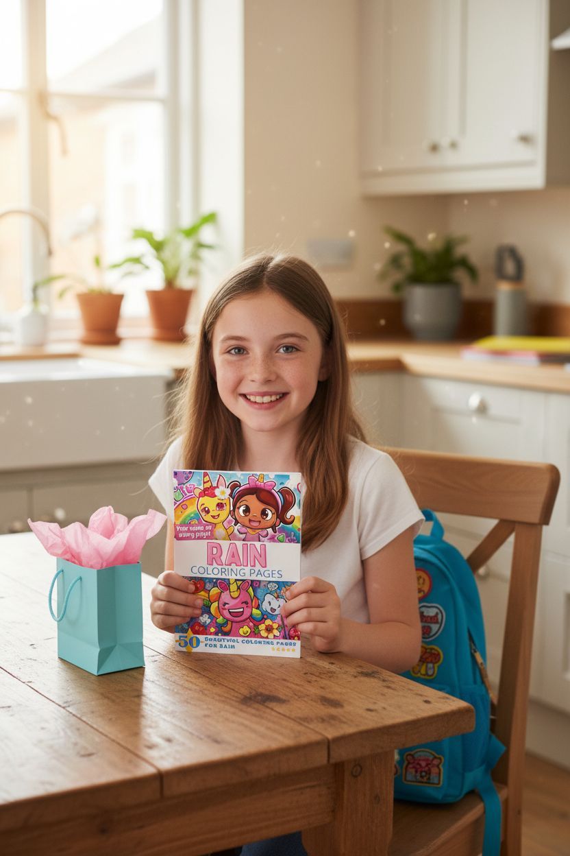 Rain coloring book in use