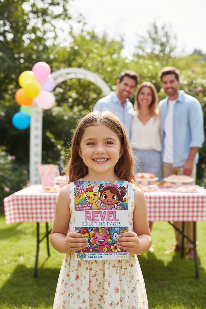 Revel coloring book in use