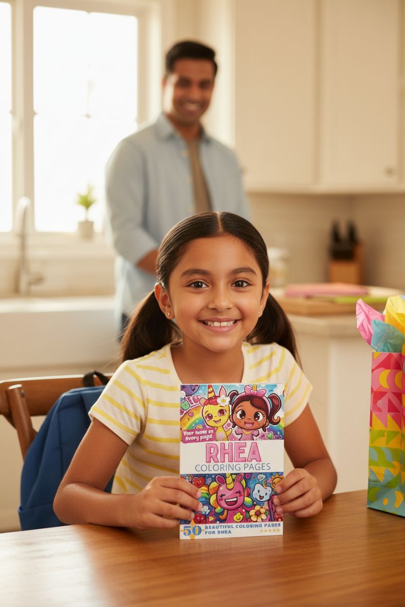 Rhea coloring book in use