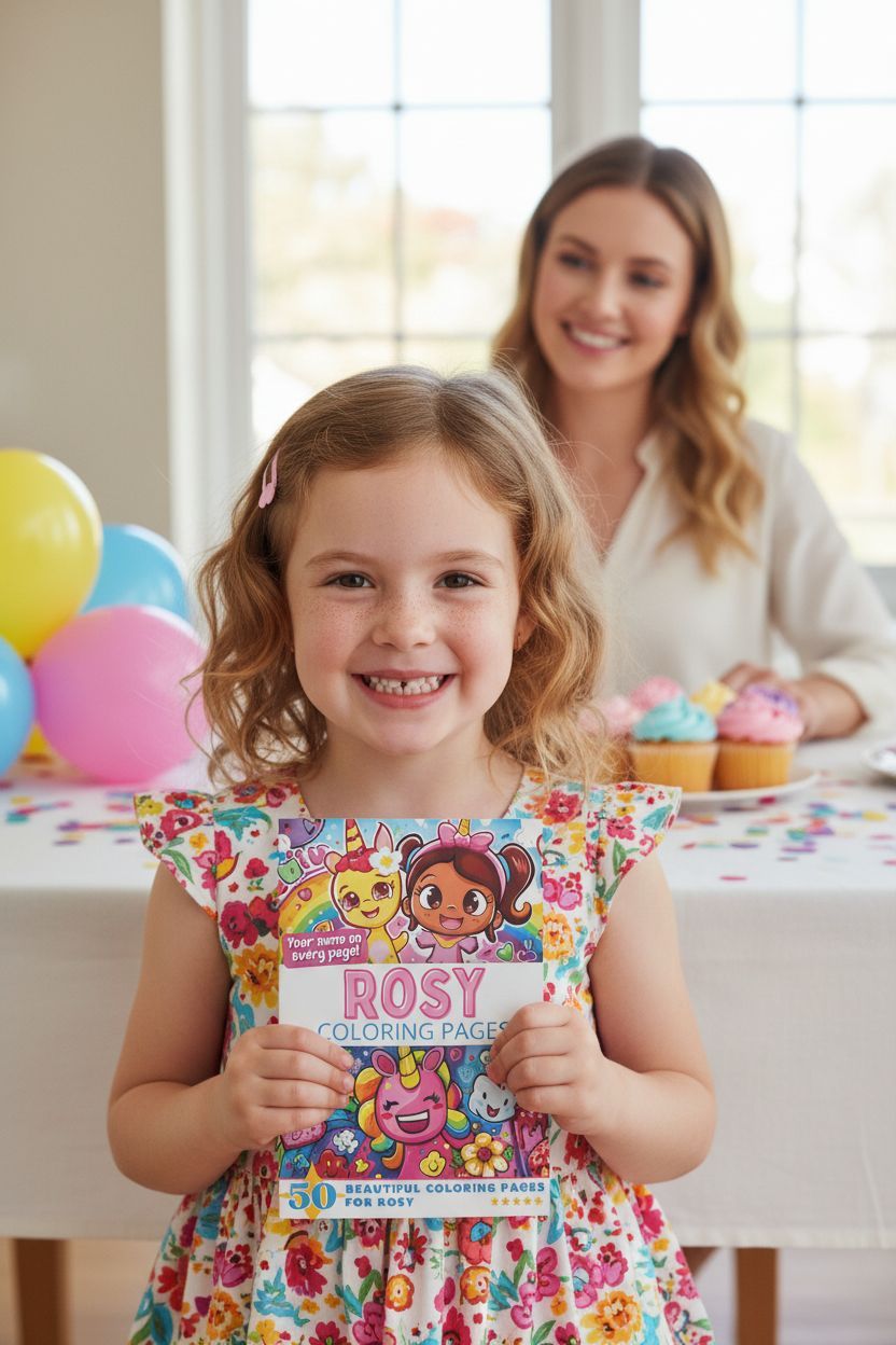 Rosy coloring book in use