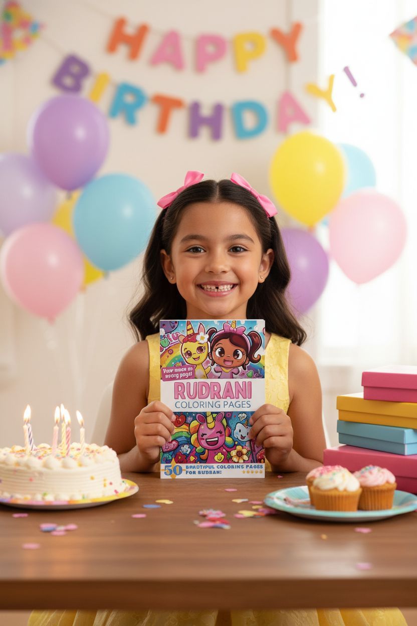 Rudrani coloring book in use