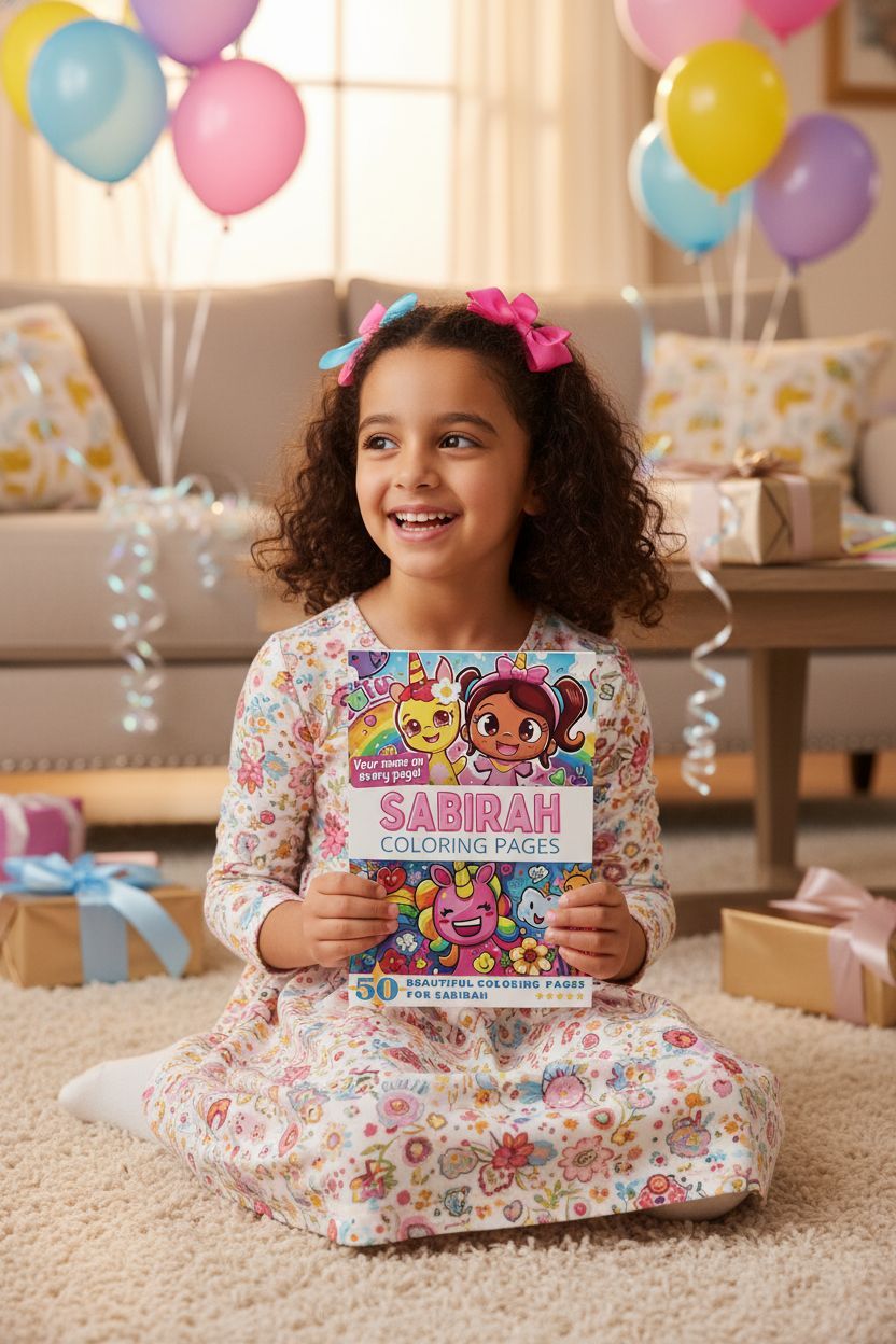 Sabirah coloring book in use