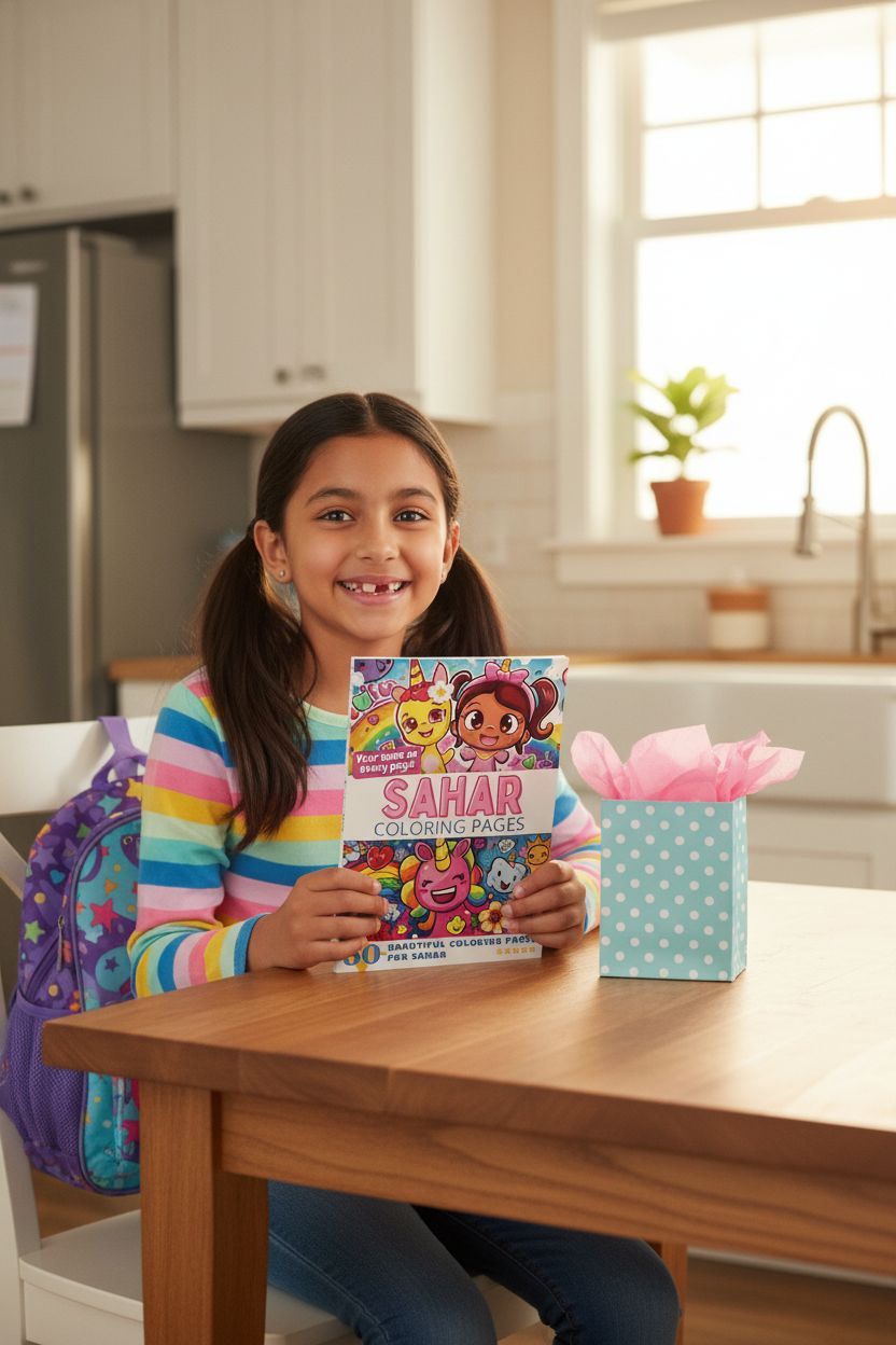 Sahar coloring book in use