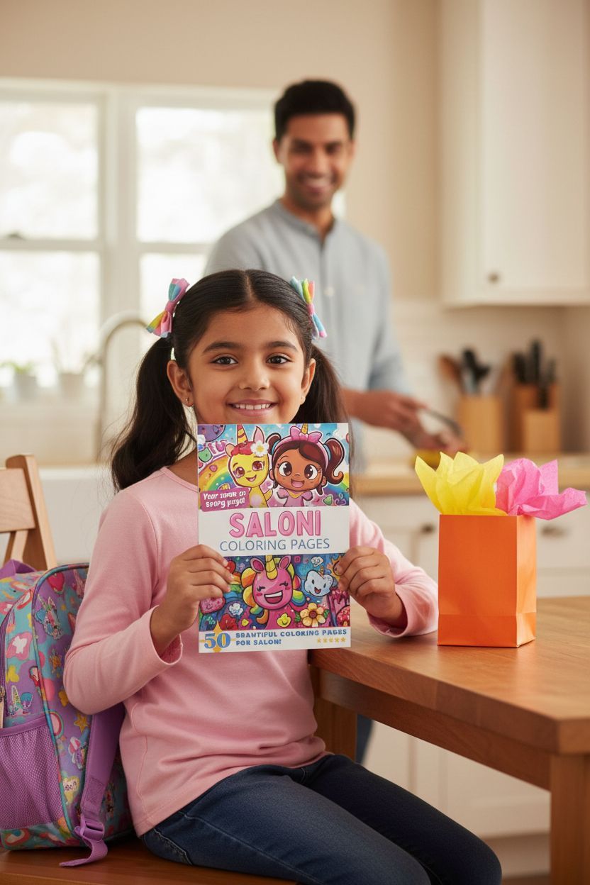 Saloni coloring book in use