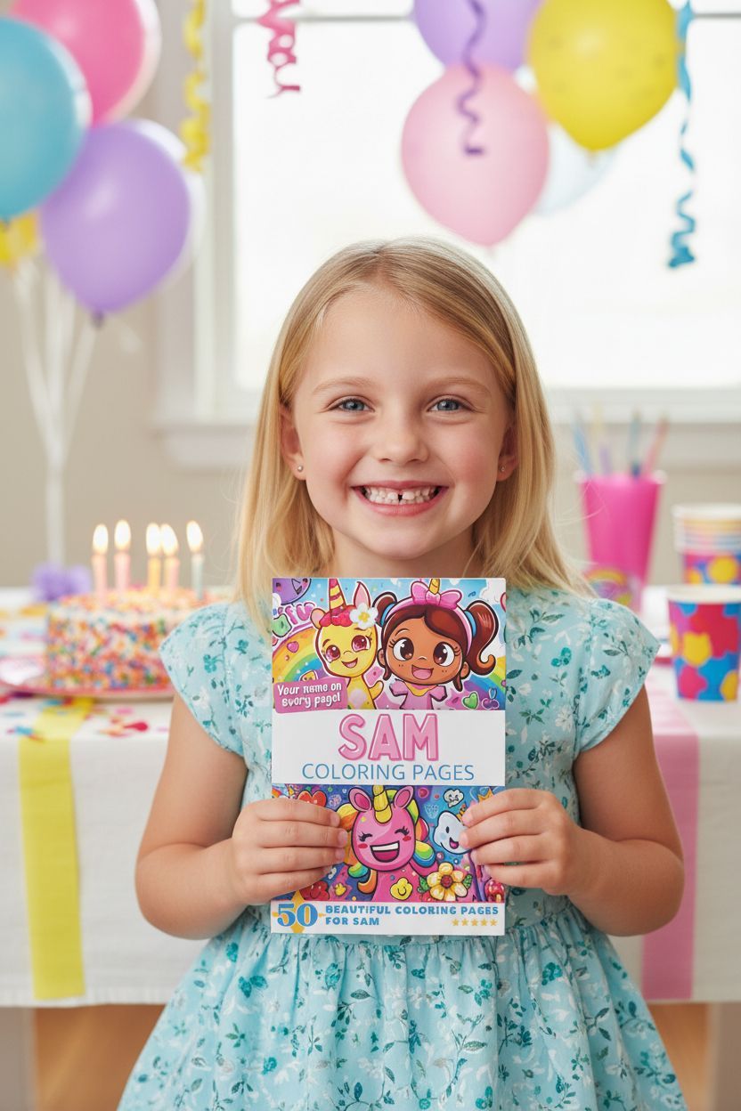 Sam coloring book in use