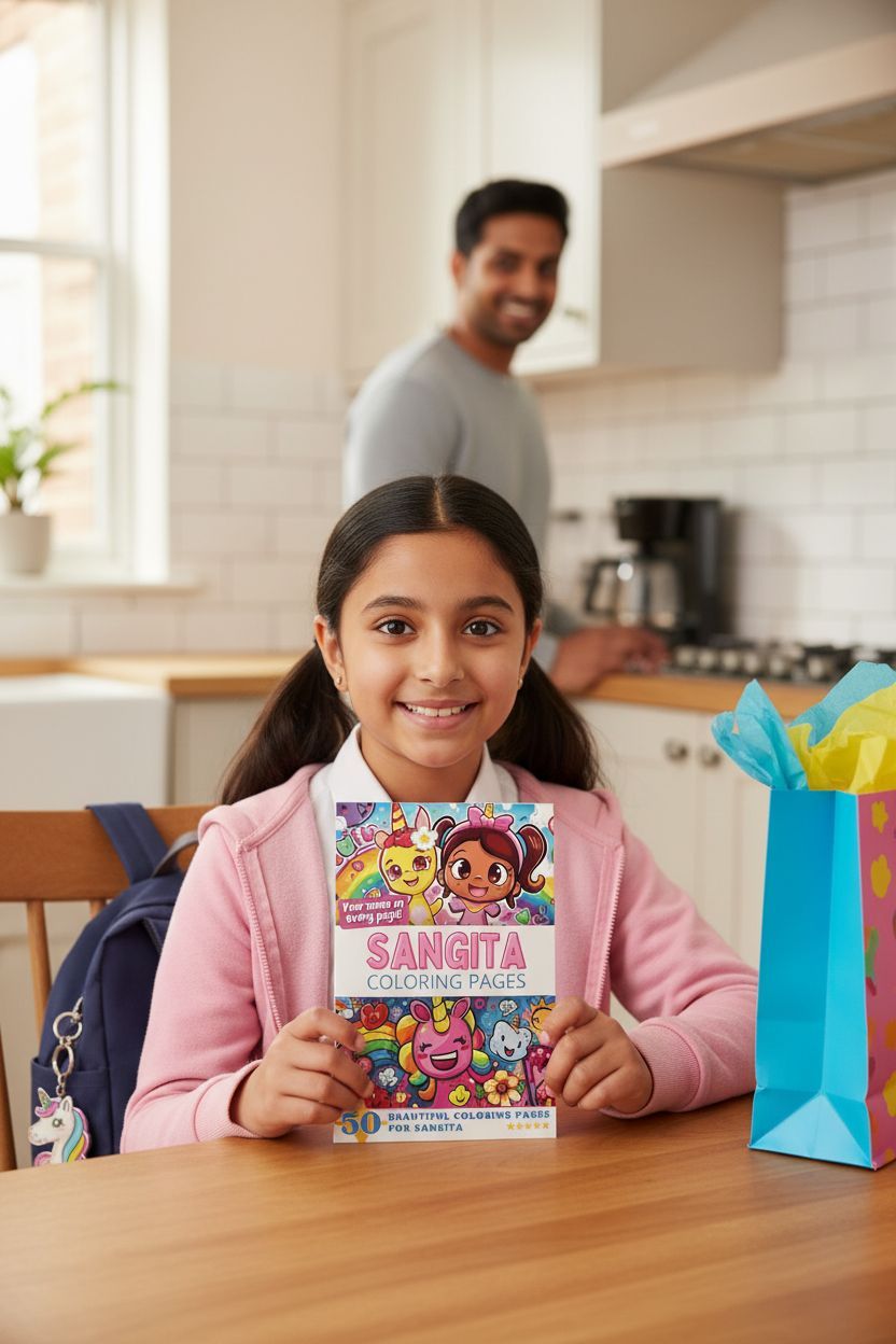Sangita coloring book in use