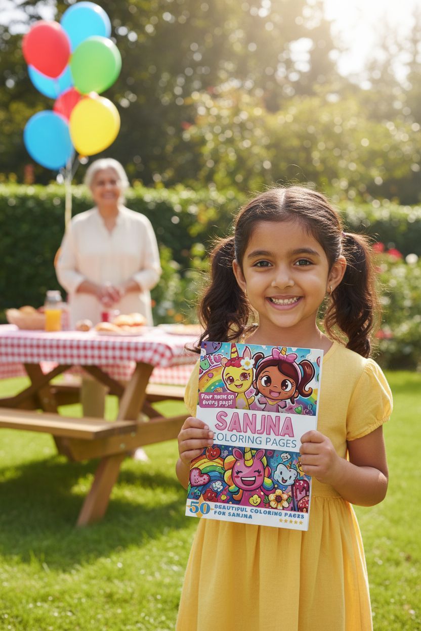Sanjna coloring book in use